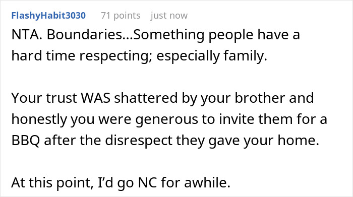Text message conversation discussing family disrespect and boundaries after bro and his family broke into a home to use the pool. Text message conversation discussing family disrespect and boundaries after bro and his family broke into a home to use the pool.