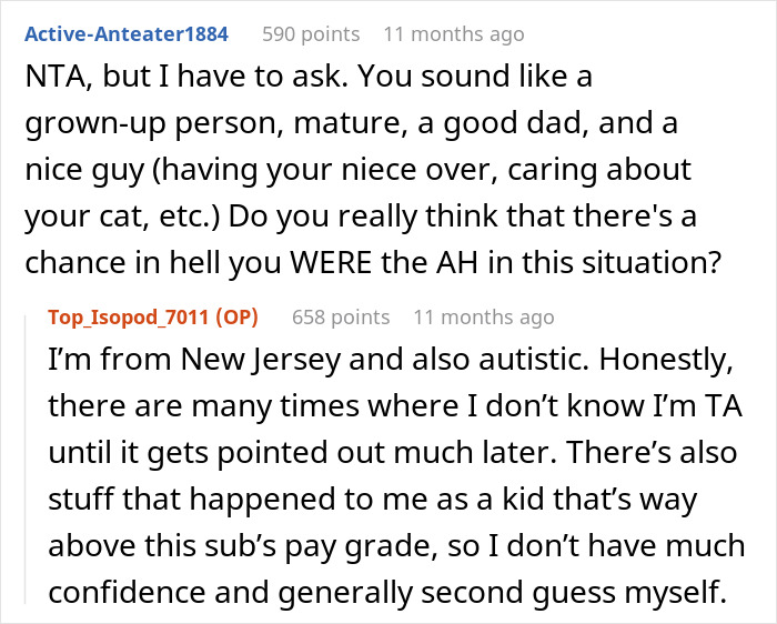 Reddit comments discussing a man needing his niece to watch his 11-year-old son during an emergency and her asking for $100. Reddit comments discussing a man needing his niece to watch his 11-year-old son during an emergency and her asking for $100.