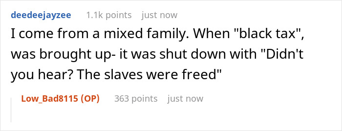 Comment discussing mixed family and black tax in relation to teacher paying family’s bills and reactions received. Comment discussing mixed family and black tax in relation to teacher paying family’s bills and reactions received.