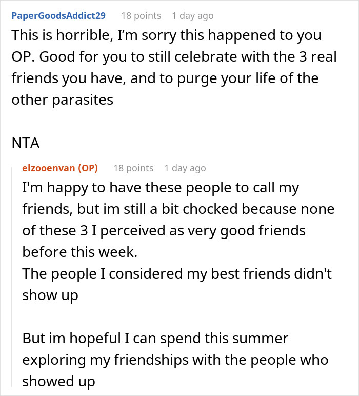 Reddit discussion about longtime friends and feeling ghosted on a birthday, reflecting on true friendships and hope for the future. Reddit discussion about longtime friends and feeling ghosted on a birthday, reflecting on true friendships and hope for the future.