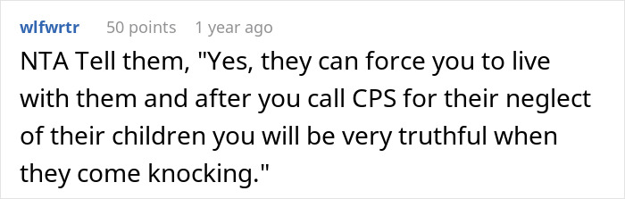 Screenshot of an online comment about a teen girl&rsquo;s struggle to babysit challenging step-siblings, discussing neglect concerns.