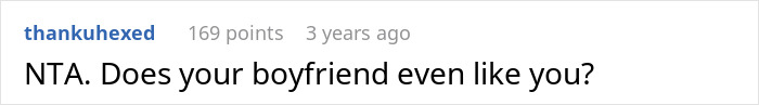 Screenshot of a Reddit comment questioning a boyfriend’s feelings as a woman refuses to leave a party she planned. Screenshot of a Reddit comment questioning a boyfriend’s feelings as a woman refuses to leave a party she planned.