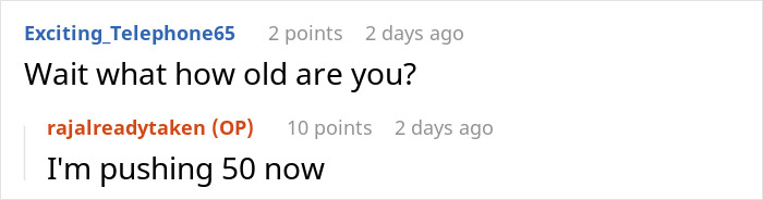 Screenshot of a Reddit conversation about age, related to non-profit employee hours dispute discussion. Screenshot of a Reddit conversation about age, related to non-profit employee hours dispute discussion.