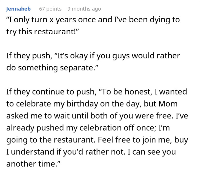 Person explaining a birthday celebration at a restaurant with a sister causing tension and potential sabotage. Person explaining a birthday celebration at a restaurant with a sister causing tension and potential sabotage.