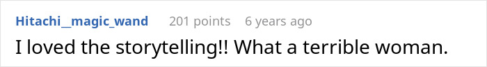 Screenshot of an online comment praising storytelling while criticizing the entitled lady who offers free babysitters. Screenshot of an online comment praising storytelling while criticizing the entitled lady who offers free babysitters.
