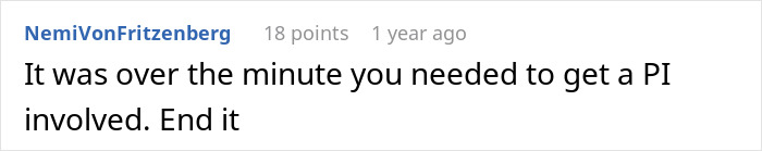 Comment text on a white background expressing frustration about needing a PI involved in a personal matter. Comment text on a white background expressing frustration about needing a PI involved in a personal matter.