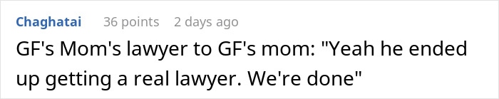 Screenshot of an online forum post where a man seeks legal advice about GF’s mom potentially suing him for $100K. Screenshot of an online forum post where a man seeks legal advice about GF’s mom potentially suing him for $100K.