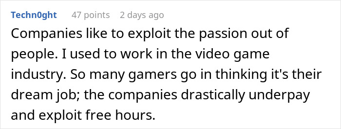 Comment discussing exploitation of employees and unpaid hours, related to non-profit employee hours dispute. Comment discussing exploitation of employees and unpaid hours, related to non-profit employee hours dispute.