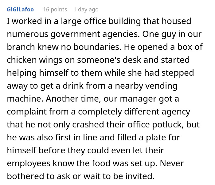 Alt text: Office workers add labels to protect their food from lunch thieves reacting negatively to food labeling. Alt text: Office workers add labels to protect their food from lunch thieves reacting negatively to food labeling.