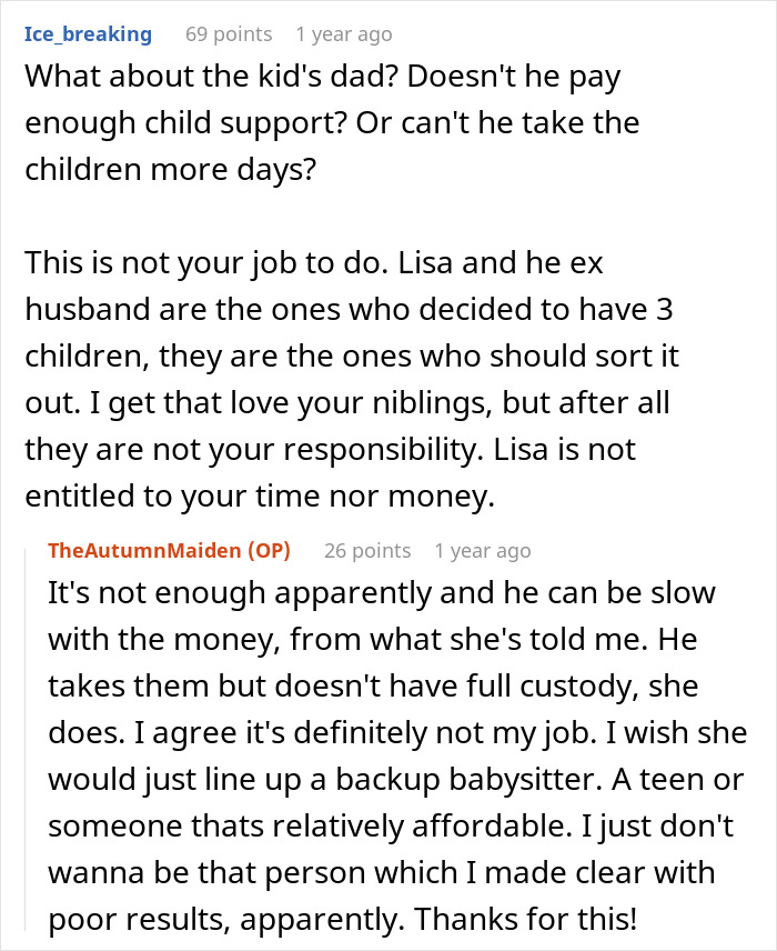 Reddit discussion about a child-free lady warning her sister against too much babysitting and family responsibilities. Reddit discussion about a child-free lady warning her sister against too much babysitting and family responsibilities.