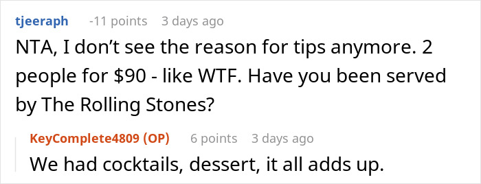 Screenshot of a social media comment discussing tipping and the value of tipping 83 cents on a restaurant bill. Screenshot of a social media comment discussing tipping and the value of tipping 83 cents on a restaurant bill.
