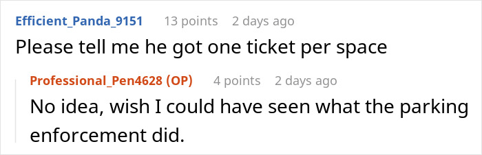 Screenshot of a forum discussion about a Porsche parked across three handicap spots and possible enforcement actions. Screenshot of a forum discussion about a Porsche parked across three handicap spots and possible enforcement actions.