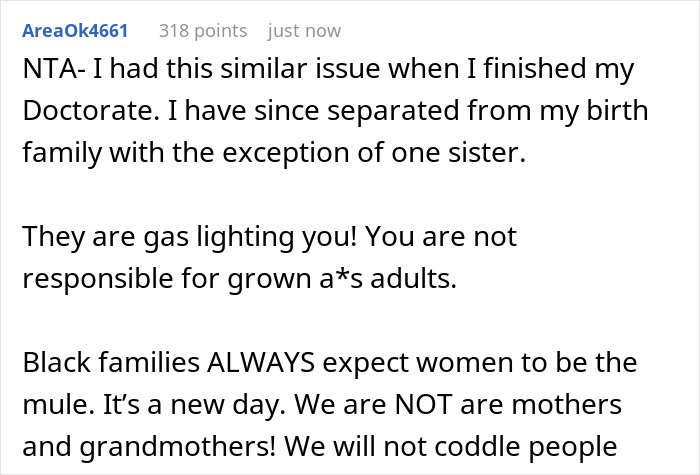 Screenshot of an online comment discussing family expectations and financial support in relation to a teacher's situation. Screenshot of an online comment discussing family expectations and financial support in relation to a teacher's situation.