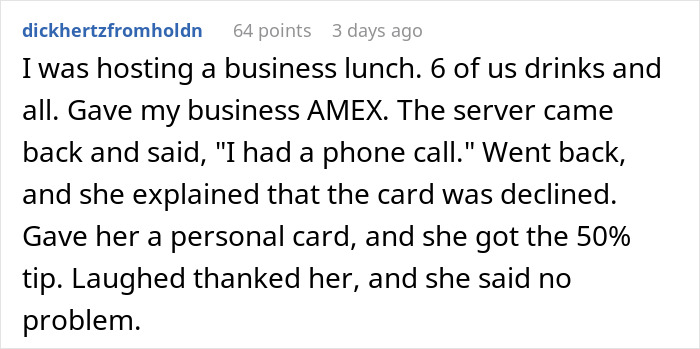 Text post on social media discussing a tipping situation with an 83 cent tip and server response. Text post on social media discussing a tipping situation with an 83 cent tip and server response.