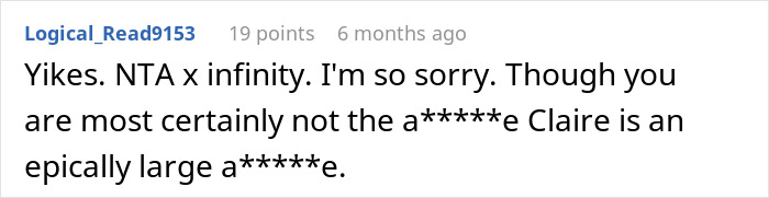 Comment on a forum discussing maid of honor demands thousands back after bride excludes her due to pregnancy weight. Comment on a forum discussing maid of honor demands thousands back after bride excludes her due to pregnancy weight.