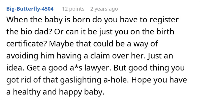 Comment discussing concerns about registering a bio dad and gaslighting in a MIL convinced pregnant DIL manipulated baby’s gender case. Comment discussing concerns about registering a bio dad and gaslighting in a MIL convinced pregnant DIL manipulated baby’s gender case.