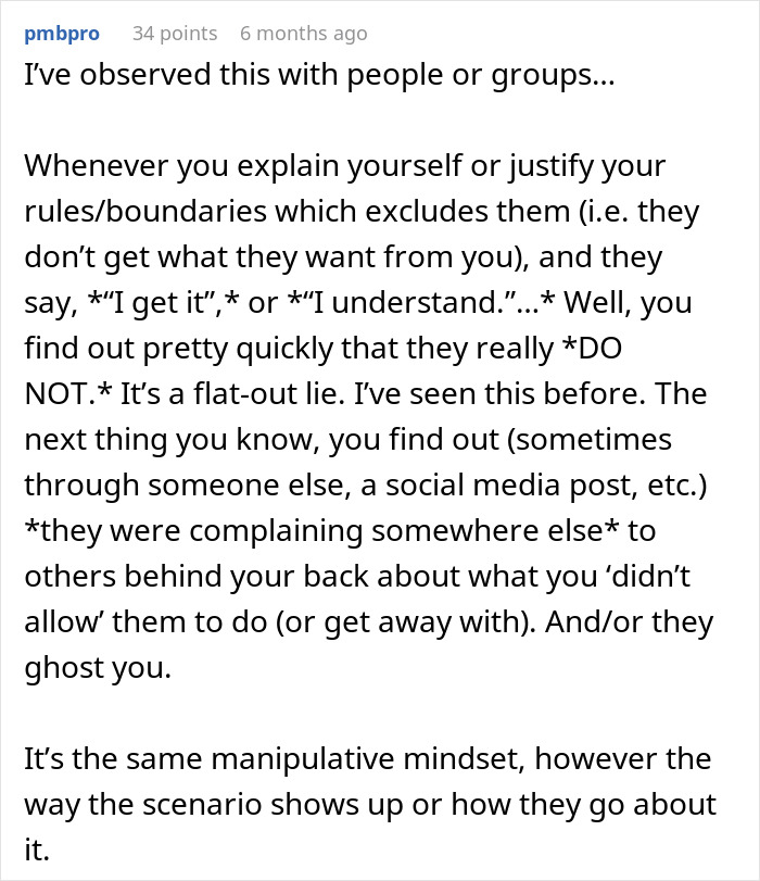 Comment discussing woman setting boundaries with friend who uses her and refuses to host toddler repeatedly. Comment discussing woman setting boundaries with friend who uses her and refuses to host toddler repeatedly.