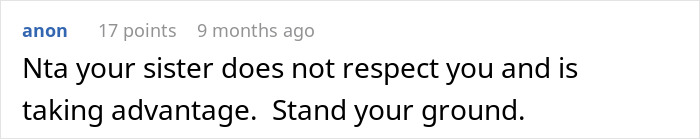 Screenshot of an online comment about a brother quitting babysitting after sister says his job isn’t real work. Screenshot of an online comment about a brother quitting babysitting after sister says his job isn’t real work.