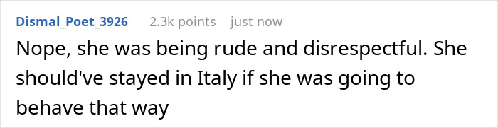 Text comment on screen about hosting hubby’s Italian friend, mentioning spices and cappuccino after noon in a casual discussion. Text comment on screen about hosting hubby’s Italian friend, mentioning spices and cappuccino after noon in a casual discussion.