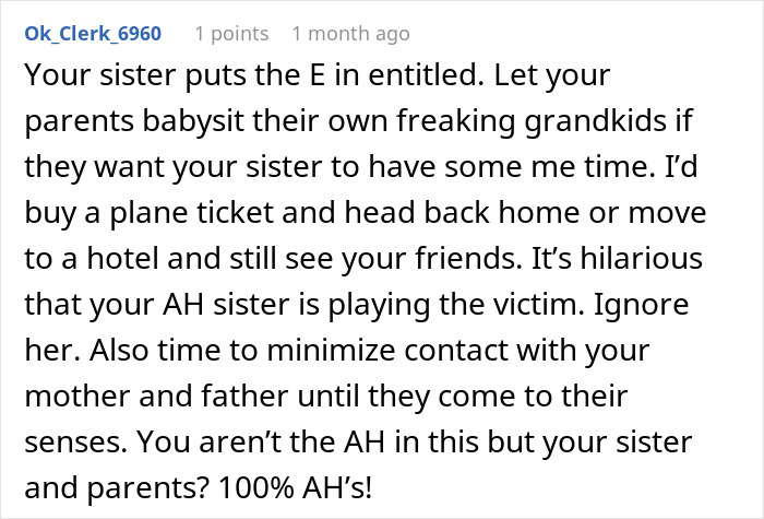 Alt text: Woman finally visits family after a year while sister expects her to spend days babysitting grandchildren. Alt text: Woman finally visits family after a year while sister expects her to spend days babysitting grandchildren.
