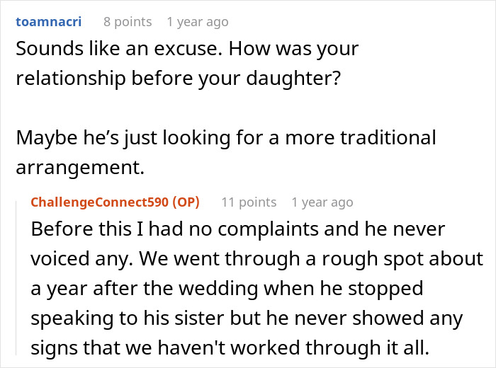 Screenshot of an online discussion about a man unable to bond with his daughter who was a cesarean baby. Screenshot of an online discussion about a man unable to bond with his daughter who was a cesarean baby.