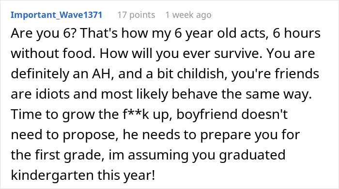 “Are You 6?”: Woman Ruins Her BF’s Proposal Because She Was Hangry, Splits The Internet “Are You 6?”: Woman Ruins Her BF’s Proposal Because She Was Hangry, Splits The Internet