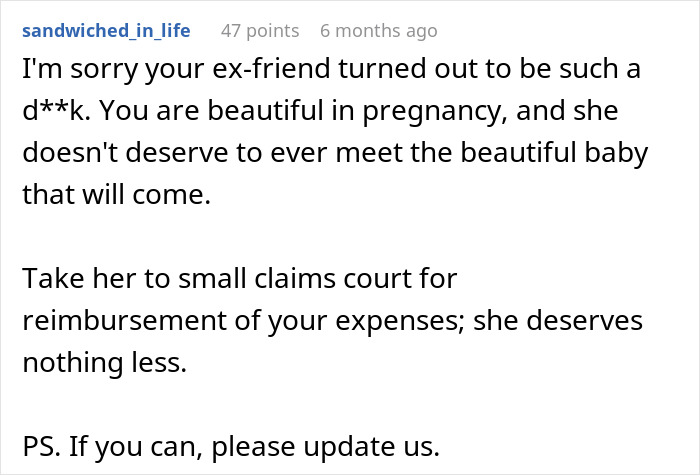 Comment discussing maid of honor demands and pregnancy weight exclusion, advising legal reimbursement action. Comment discussing maid of honor demands and pregnancy weight exclusion, advising legal reimbursement action.