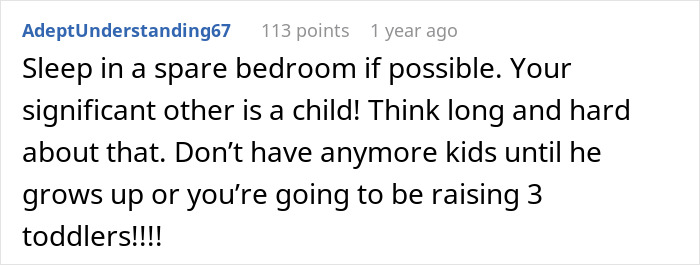 Commenter advises sleeping in a spare bedroom as the husband enjoys lazy mornings while wife sacrifices sleep. Commenter advises sleeping in a spare bedroom as the husband enjoys lazy mornings while wife sacrifices sleep.