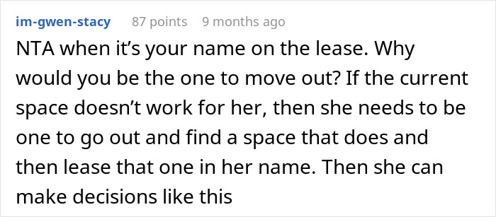 Comment discussing a tenant’s rights and leasing responsibilities after roommate demands nursery space. Comment discussing a tenant’s rights and leasing responsibilities after roommate demands nursery space.