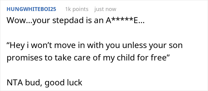 Screenshot of a forum comment about a 17-year-old fearing family is setting him up to babysit autistic stepbrother.