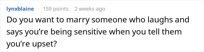 Text post from user lynxblaine discussing relationship feelings amid groom-to-be cold feet jokes causing bride's doubt. Text post from user lynxblaine discussing relationship feelings amid groom-to-be cold feet jokes causing bride's doubt.