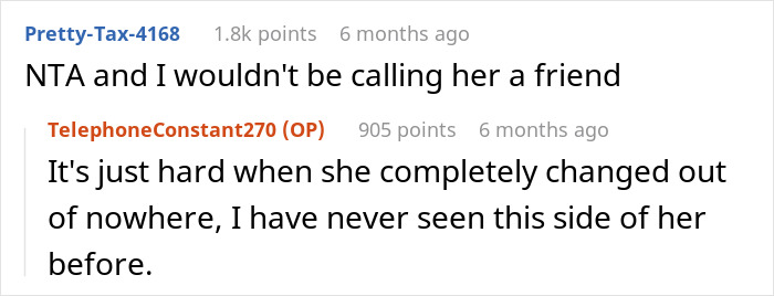 Reddit conversation about maid of honor demanding thousands back after bride excludes her due to pregnancy weight concerns. Reddit conversation about maid of honor demanding thousands back after bride excludes her due to pregnancy weight concerns.