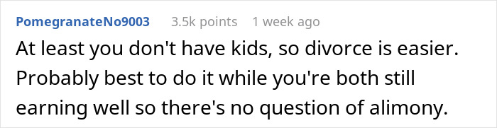 Screenshot of a forum comment discussing divorce logistics after a woman asks husband to be a tradwife. Screenshot of a forum comment discussing divorce logistics after a woman asks husband to be a tradwife.