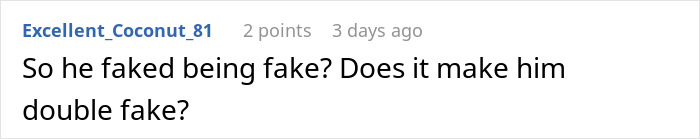 Screenshot of a social media comment humorously reacting to an influencer marketing coworker’s exposed lie. Screenshot of a social media comment humorously reacting to an influencer marketing coworker’s exposed lie.