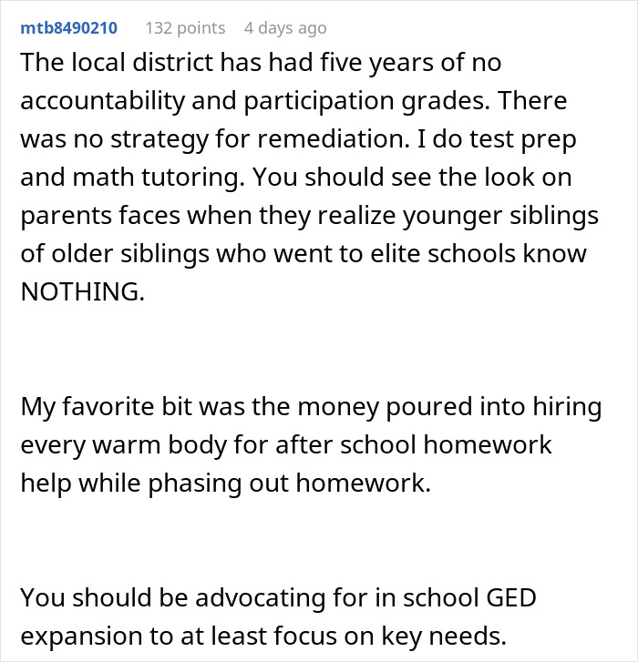 Comment discussing lack of knowledge among high schoolers and issues in local education accountability and tutoring programs. Comment discussing lack of knowledge among high schoolers and issues in local education accountability and tutoring programs.