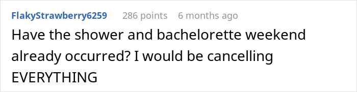 Text message screenshot showing a discussion about canceling events after maid of honor demands thousands back over pregnancy weight exclusion. Text message screenshot showing a discussion about canceling events after maid of honor demands thousands back over pregnancy weight exclusion.