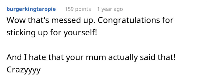Reddit comment expressing support for pediatrician refusing nanny role during family trip, disapproving SIL’s reaction. Reddit comment expressing support for pediatrician refusing nanny role during family trip, disapproving SIL’s reaction.