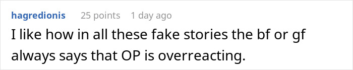 Screenshot of a Reddit comment discussing reactions in stories about women being called downgrades by boyfriend’s mom and compared to exes.