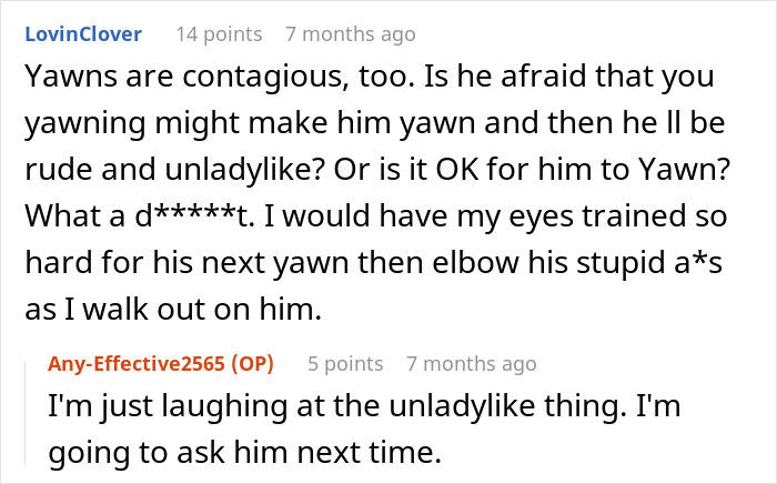 Man elbows sleeping fiancée over yawning, causing her to snap and storm out of the bedroom in frustration.