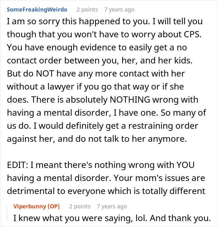 Alt text: Online advice on dealing with a mom threatening to call CPS and suggestions for legal protection and restraining orders. Alt text: Online advice on dealing with a mom threatening to call CPS and suggestions for legal protection and restraining orders.