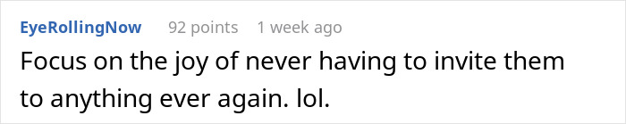 Comment on a forum post discussing the frustration of a bride’s elegant wedding being ruined by a rude aunt with fast-food wrappers and grease. Comment on a forum post discussing the frustration of a bride’s elegant wedding being ruined by a rude aunt with fast-food wrappers and grease.