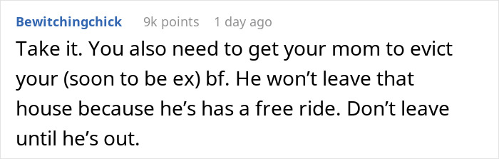 Comment advising to evict a boyfriend who won’t leave the house to support a woman move Alaska alone decision. Comment advising to evict a boyfriend who won’t leave the house to support a woman move Alaska alone decision.