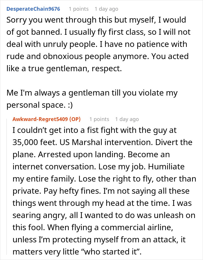 Reddit comments discussing obnoxious guy slapping napping passenger’s head and consequences of such behavior on flights.