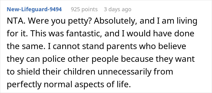 Screenshot of a comment discussing an entitled lady expecting a solo traveler to stop drinking alcohol around her kids. Screenshot of a comment discussing an entitled lady expecting a solo traveler to stop drinking alcohol around her kids.