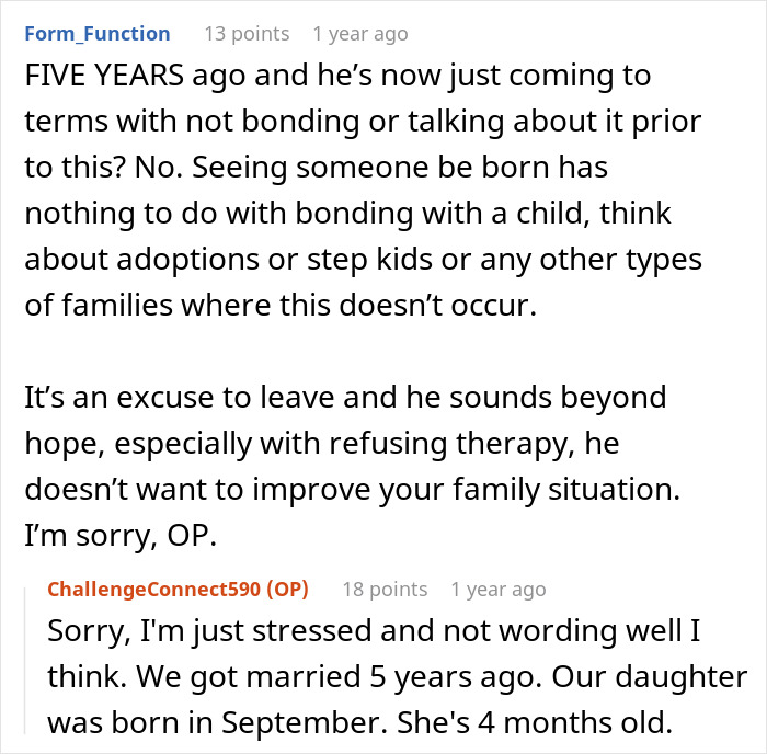 Man insists he can’t bond with daughter born by cesarean, causing family distress and demanding divorce. Man insists he can’t bond with daughter born by cesarean, causing family distress and demanding divorce.