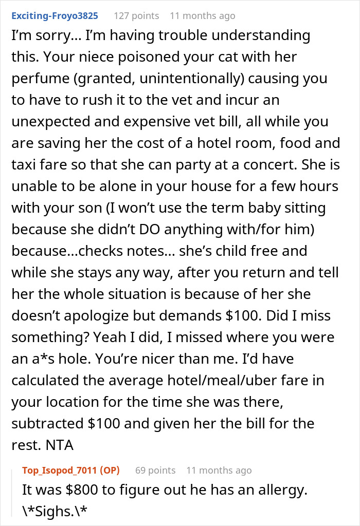 Discussion about a man needing niece to watch his 11YO son during an emergency, niece asks for $100 payment. Discussion about a man needing niece to watch his 11YO son during an emergency, niece asks for $100 payment.