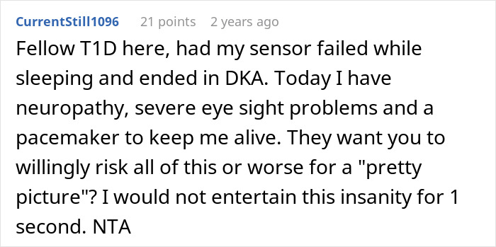 Comment highlighting woman refusing to risk health for sister’s wedding photo aesthetic, upsetting family over safety concerns. Comment highlighting woman refusing to risk health for sister’s wedding photo aesthetic, upsetting family over safety concerns.