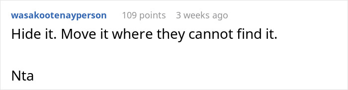 Comment about hiding a wedding dress to avoid sisters' drama, displayed as plain black text on white background. Comment about hiding a wedding dress to avoid sisters' drama, displayed as plain black text on white background.