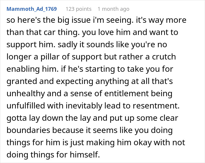 Screenshot of an online comment discussing a jobless guy expecting his provider girlfriend to share her $20K win. Screenshot of an online comment discussing a jobless guy expecting his provider girlfriend to share her $20K win.