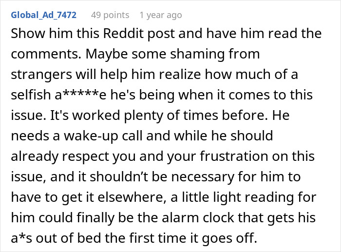 Reddit post highlighting husband enjoying lazy mornings while wife sacrifices sleep in a one-sided Sunday deal effort. Reddit post highlighting husband enjoying lazy mornings while wife sacrifices sleep in a one-sided Sunday deal effort.